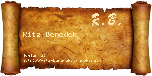 Ritz Benedek névjegykártya